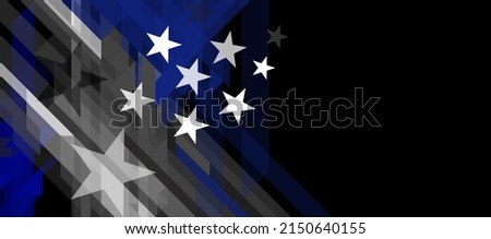 USA flag with a thin blue line - a sign to honor and respect american police, army, and military officers. US national flag abstract geometric vector banner with a triangular pattern