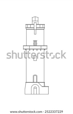 Line illustration of the historical Kaiser Wilhelm Friedrich observation tower in Einbeck, Niedersachsen, Germany