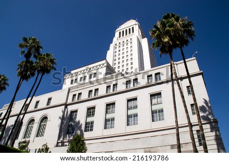 L.A. City Hall in the California sunlight.