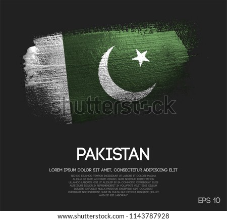 Pakistan Flag Made of Glitter Sparkle Brush Paint Vector