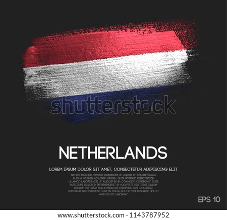 Netherlands Flag Made of Glitter Sparkle Brush Paint Vector