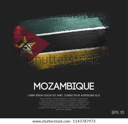 Mozambique Flag Made of Glitter Sparkle Brush Paint Vector