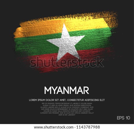 Myanmar Flag Made of Glitter Sparkle Brush Paint Vector