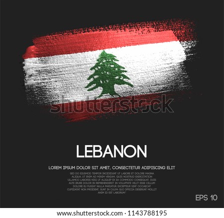 Lebanon Flag Made of Glitter Sparkle Brush Paint Vector