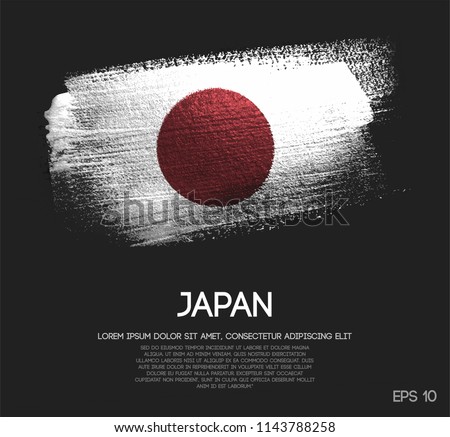 Japan Flag Made of Glitter Sparkle Brush Paint Vector