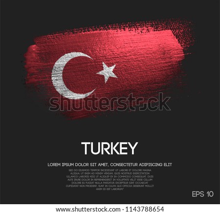Turkey Flag Made of Glitter Sparkle Brush Paint Vector