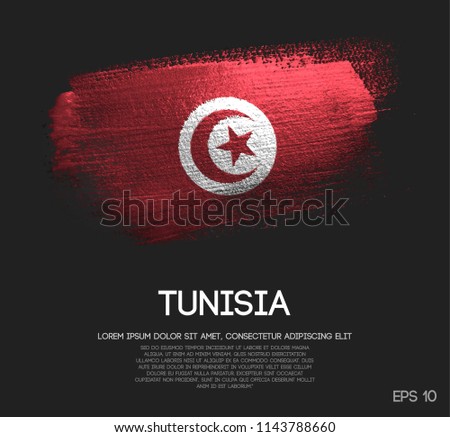 Tunisia Flag Made of Glitter Sparkle Brush Paint Vector
