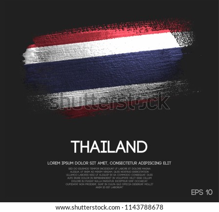 Thailand Flag Made of Glitter Sparkle Brush Paint Vector