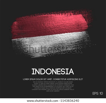 Indonesia Flag Made of Glitter Sparkle Brush Paint Vector