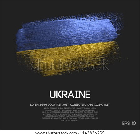 Ukraine Flag Made of Glitter Sparkle Brush Paint Vector