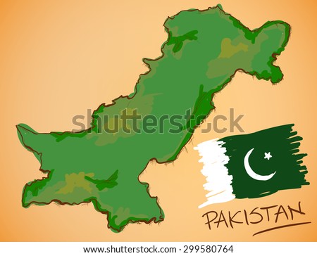 Pakistan Map and National Flag Vector