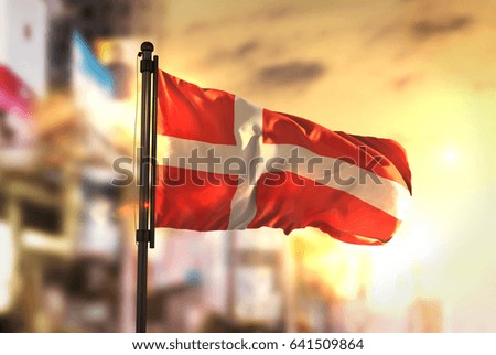 Similar – Image, Stock Photo Danish flag at dawn waving in the wind