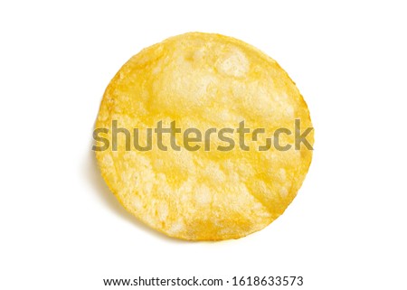 Image, Stock Photo round potato chips on a blue background, top view