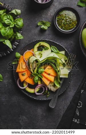 Similar – Foto Bild Melonensalat mit Essiggurken und Oliven