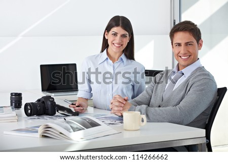 Team in image editing department sitting in their office