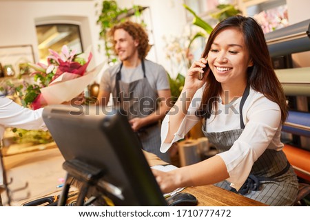 Similar – Image, Stock Photo Florist working Floristry