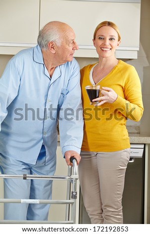 Image, Stock Photo Senior citizen with rollator