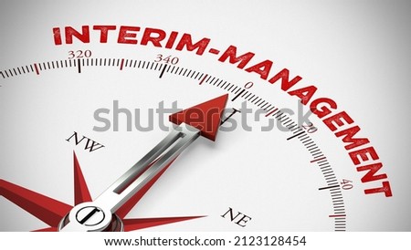 Interim management concept with lettering and compass (3d rendering) Foto d'archivio © 