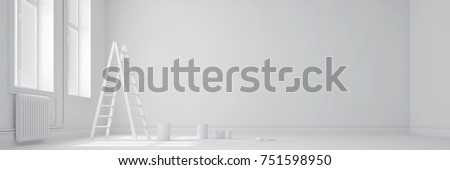 Similar – Image, Stock Photo ladders on white room at construction site. Painting walls. Home improvement, renovation