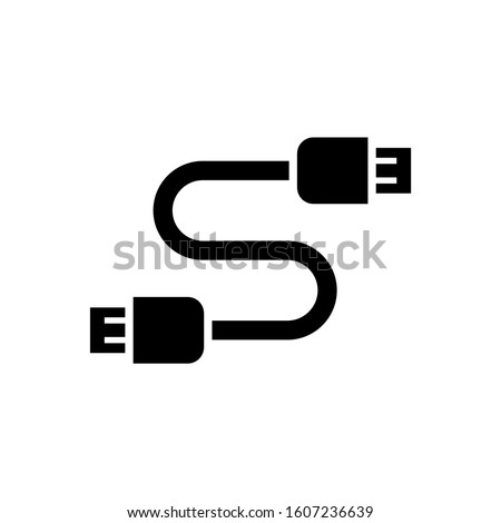 Cable icon in black flat design on white background, for website design, mobile application, logo, ui
