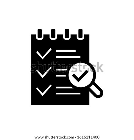 Inspection vector icon in black flat shape design icon, isolated on white background