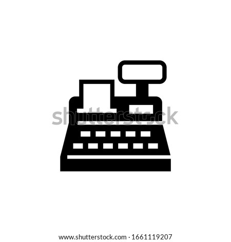 Cashier machine icon in black solid flat design icon isolated on white background