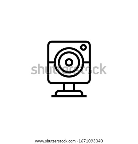 Webcam disconnected vector icon in linear, outline icon isolated on white background