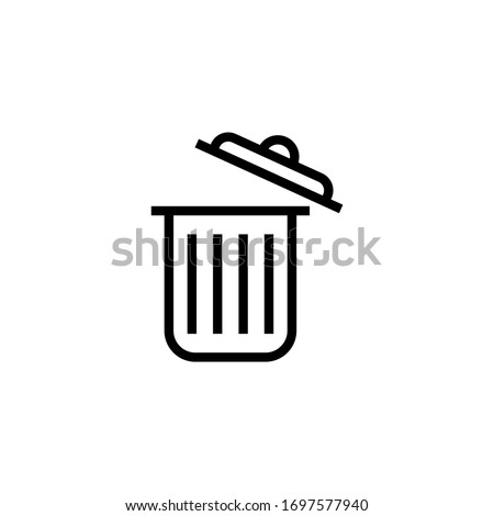 Trash can open vector icon in linear, outline icon isolated on white background