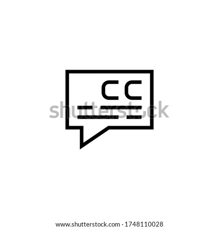 Subtitle vector icon in black line style icon, style isolated on white background