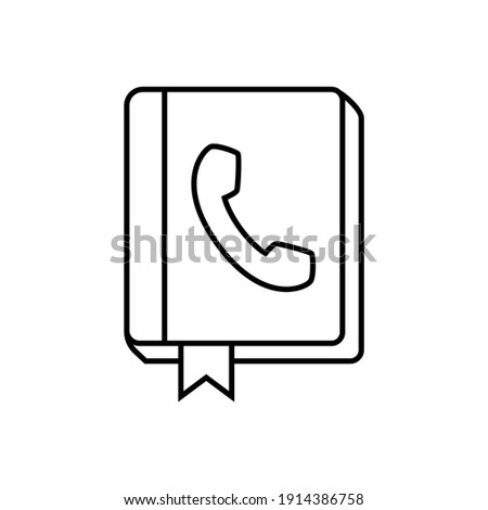 Phone book, telephone directory, address book, contact list icon in flat black line style, isolated on white background 
