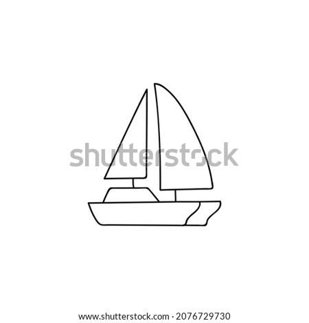 catamaran icon. boat, ship symbol in flat black line style, isolated on white 