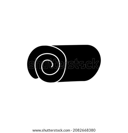 roll cake icon symbol in solid black flat shape glyph icon, isolated on white background