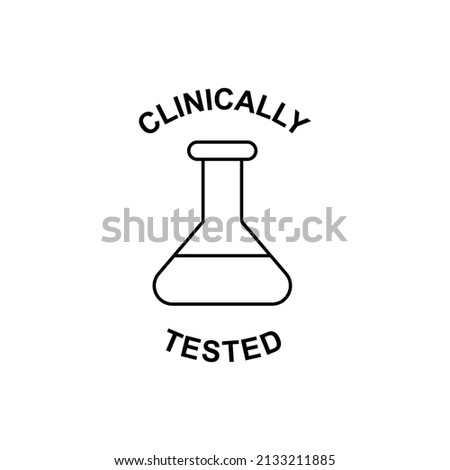 Clinically tested label icon in black line style icon, style isolated on white background