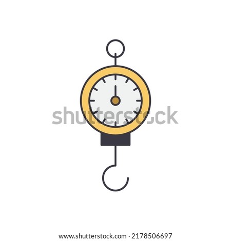Hanging hook scales icon in color, isolated on white background 
