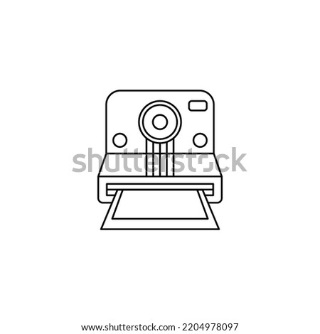 Vintage instant camera icon in line style icon, isolated on white background