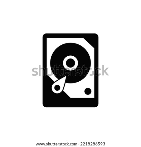 HDD drive computer storage icon in black flat glyph, filled style isolated on white background