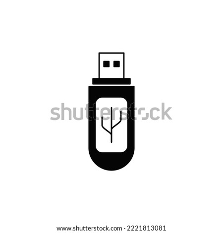 USB Bluetooth icon in black flat glyph, filled style isolated on white background