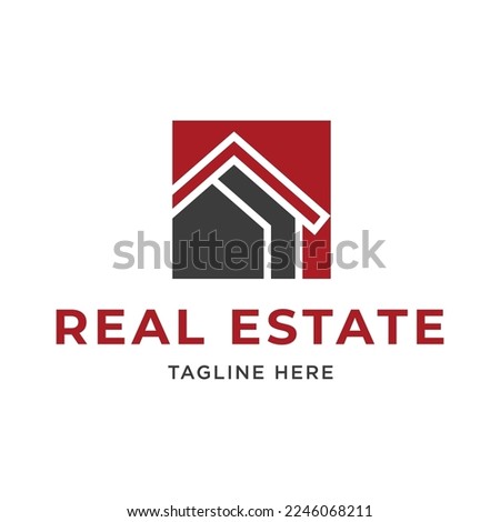 Real estate logo, design logo Linear Style isolated on Double Background. Usable for Real Estate, Construction, Architecture and Building Logos. Flat Vector Logo Design Template Element.