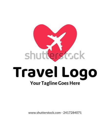 Travel Love Logo, Editable Vector Logo Template Vector. Love Trip Travel Logo Design Template