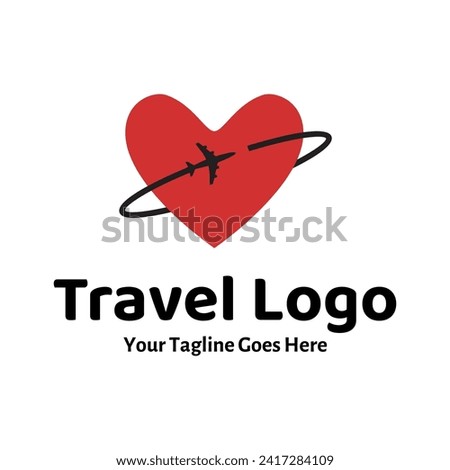 Travel Love Logo, Editable Vector Logo Template Vector. Love Trip Travel Logo Design Template