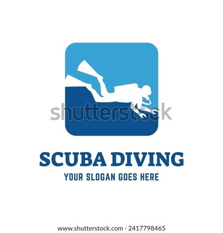 Scuba diving logo design, perfect for diving school and under water adventure logo design