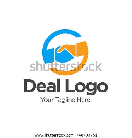 Hand Shake Deal Pose in a Circle Deal Logo Vector Logo Design Template Design