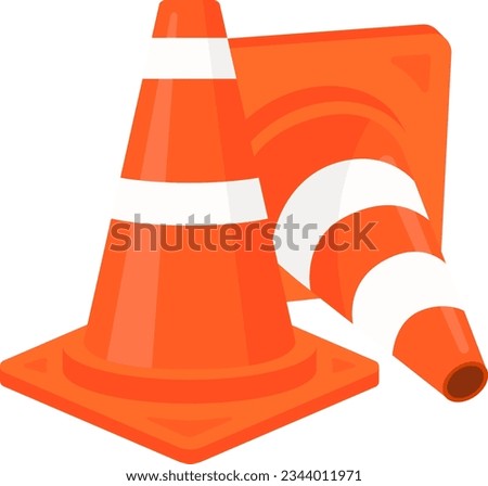 set of traffic cone under construction illustrations