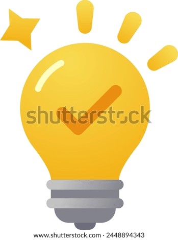 Light bulb Tick check mark icon illustration