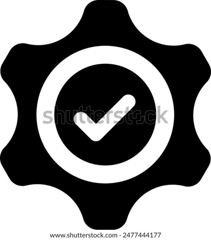 Gears Setting icon with check mark Filled Icon. Simple vector illustration editable stroke.