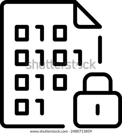 Binary code secure, File Document Icons, simple vector illustration editable stroke.