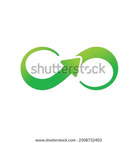 Green Infinity with Growth Arrow Logo Sign Symbol, Sustainability and ESG logo