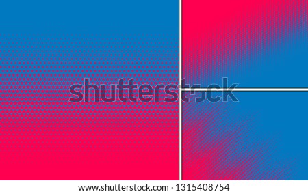 Set of dots duo tone backgrounds. Vector illustration in comic style