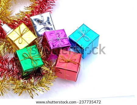 Christmas background with the set of gift boxes