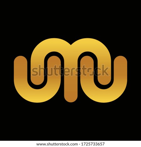 UMU  based black and golden color initial based letter icon logo.